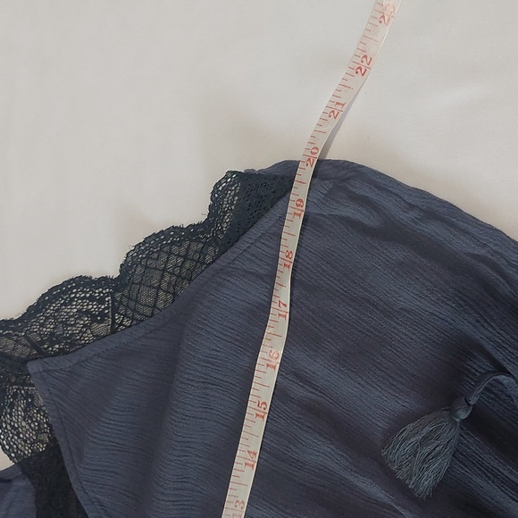 American Eagle Outfitters Lace Trim Cami ,Tank Top Blue With Black Lace .XL - Picture 5 of 7